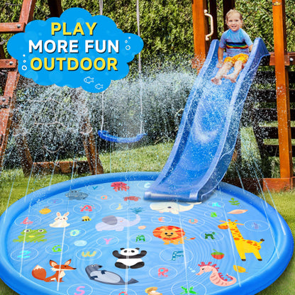 Non-Slip Splash Pads for Toddlers 1-3, Thickened 69-Inch Sprinkler Pool – Fun Outdoor Water Play Mat for Kids, Children, and Dogs – Safe Summer Backyard Fountain Toy (Blue)