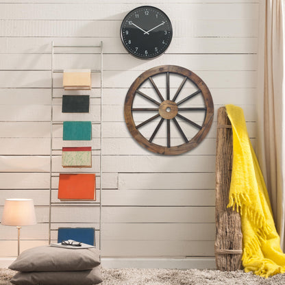 Rustic Western 24" Wood Wagon Wheel Decor, Fully Painted 1.2" Thick Farmhouse Country Barn Wall Art, 12-Spoke Sturdy Wood with Protective Coating for Indoor & Outdoor Display, Great Holidays Gift | Western Wall Art
