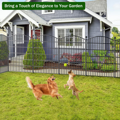 10 Panels No Dig Decorative Garden Fence - 40 in (H) x 23.6 ft (L), Dog Fence Outdoor for Yard，Rustproof Metal Animal Barrier Ground Stakes Fencing for Garden, Patio, Flower Bed