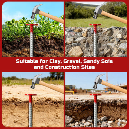 2 Pack Rebar Property Line Markers, 12 Inch Heavy Duty Galvanized Steel Survey Markers Stakes Hi-Vis Red Property Land Boundary Markers for Paving Gardens Lawn Edges Landscaping Edging Weed Barriers