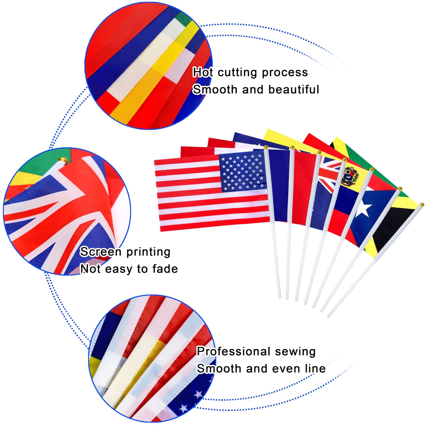 LZXING 226 Countries International Flags of the World Small Mini Hand Held Flags on Stick,All Countries Flags,8.2 x 5.5 Inch