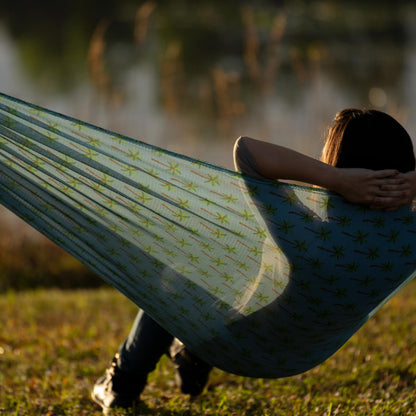 Bliss Hammocks BH-406WCA Mesh Edition Hammock, Light Blue Palm Tree