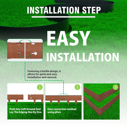 20ft (6-Pack) Cor-Ten Steel Landscape Edging – 40" x 8" Flexible Pre-Applied Rust Patina Garden Border