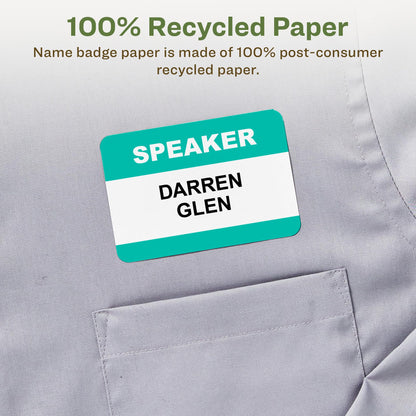 Avery EcoFriendly Recycled Name Tags, 2-1/3" x 3-3/8", White, Removable Adhesive, 160 Printable Name Badges (42395)