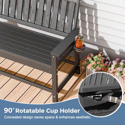 WACASA 48" Outdoor Bench Set of 2, HDPE Weatherproof Porch Bench, 2-Person Garden Benches with 660 Lbs, Waterproof Patio Benches for Outside Balcony Deck Backyard,Grey