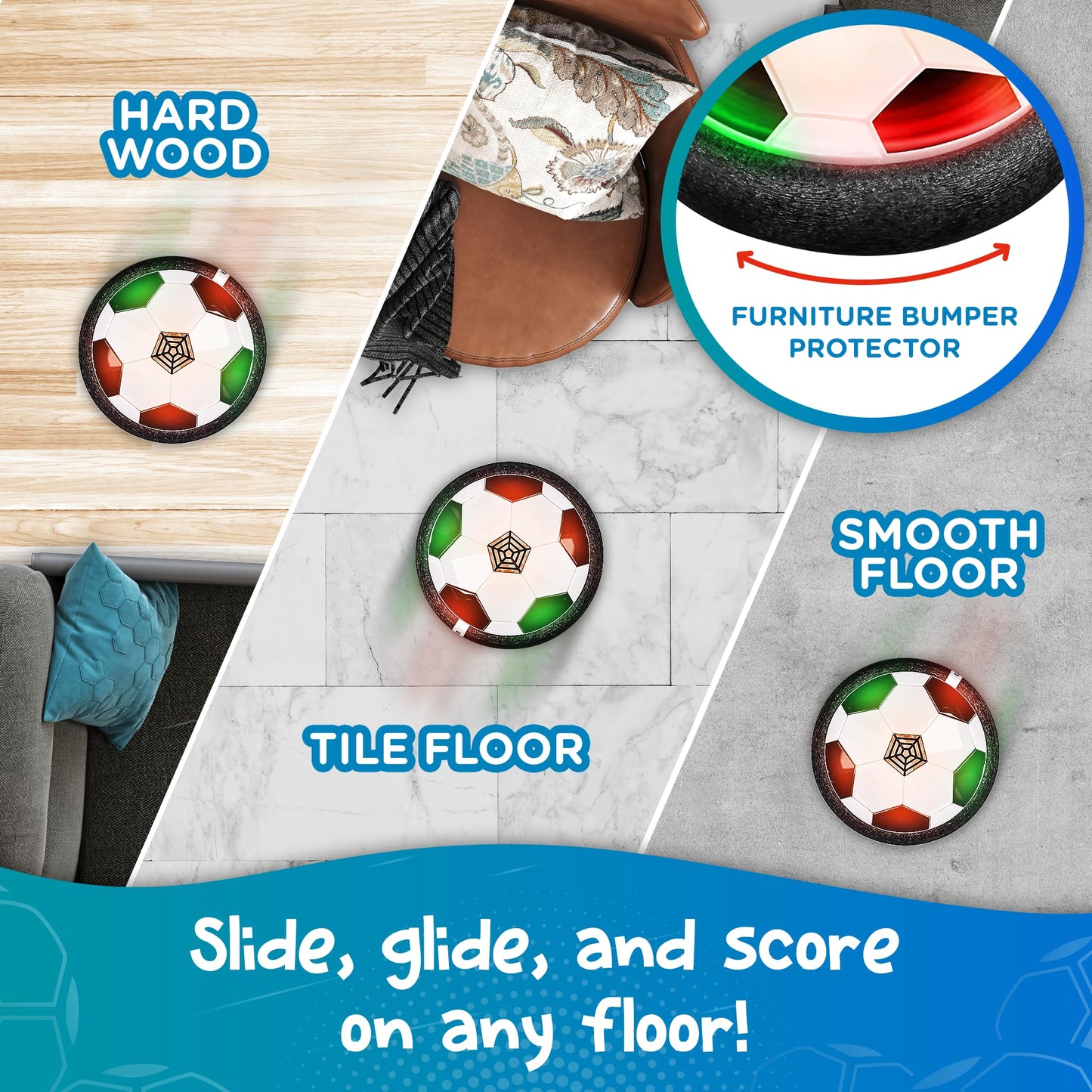 FREEZE2TRIM Magic Kick Hover Soccer Ball Indoor Kids Toys for Ages 8-13 - Light Up Soccer Ball with LED Lights & Air Cushion - Toys for Boys & Girls Ages 6-12, for 6, 7, 8, 9, 10 Year Old