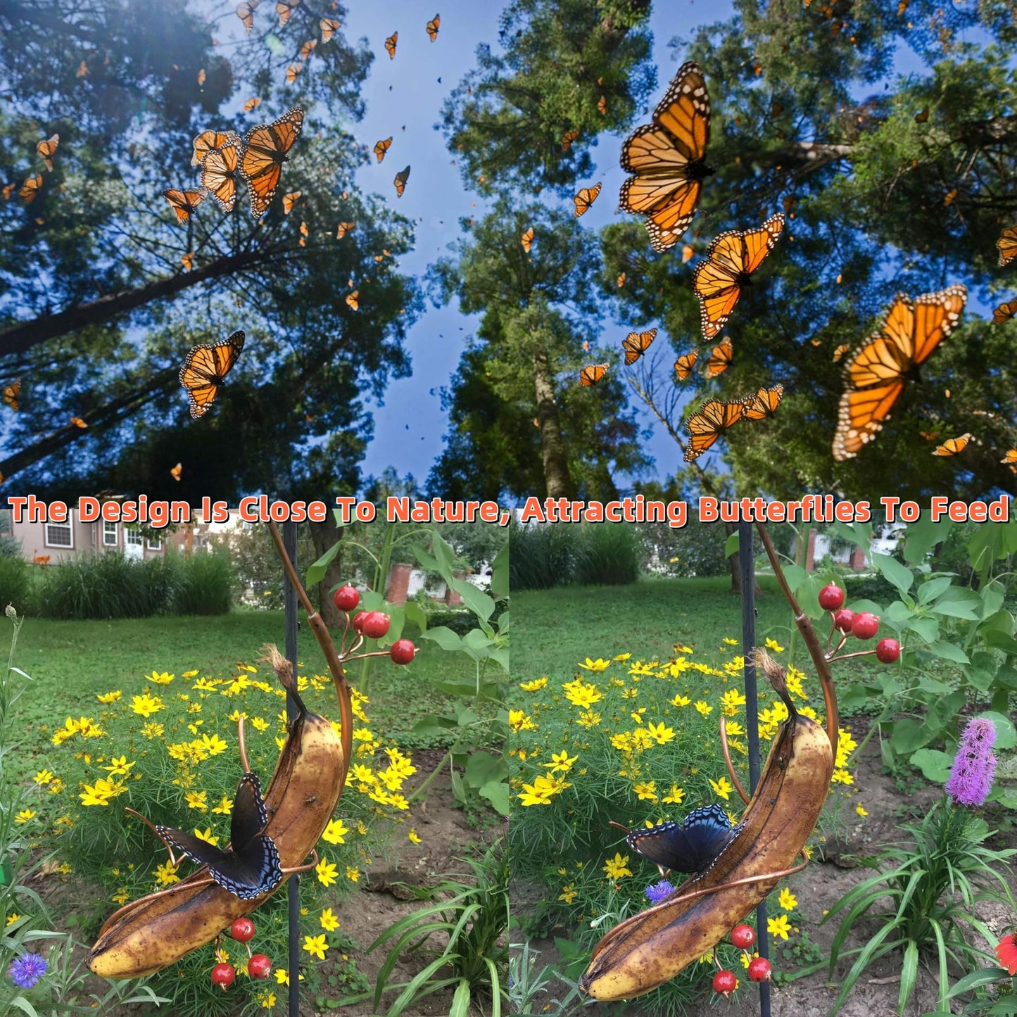 Generic Butterfly Banana Hammock Feeder, Butterfly Banana Feeders Garden Decor, Attract Butterflies to Your Garden (1PCS)