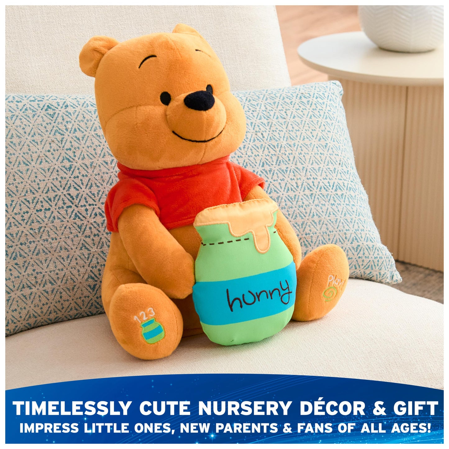 GUND Disney Official Peek-a-Boo Winnie the Pooh Plush, Interactive Stuffed Animal, Sensory Toys for Ages 0 and Up, Yellow, 11”