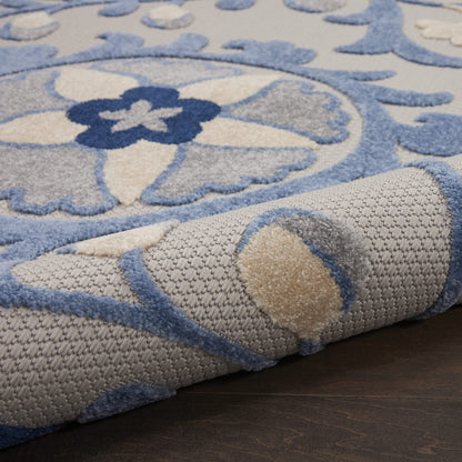 Nourison Home Aloha Blue Grey 3'6" x 5'6" Area Rug - Easy Clean, Non Shedding, Bed Room, Living Room, Dining Room, Kitchen (4' x 6')