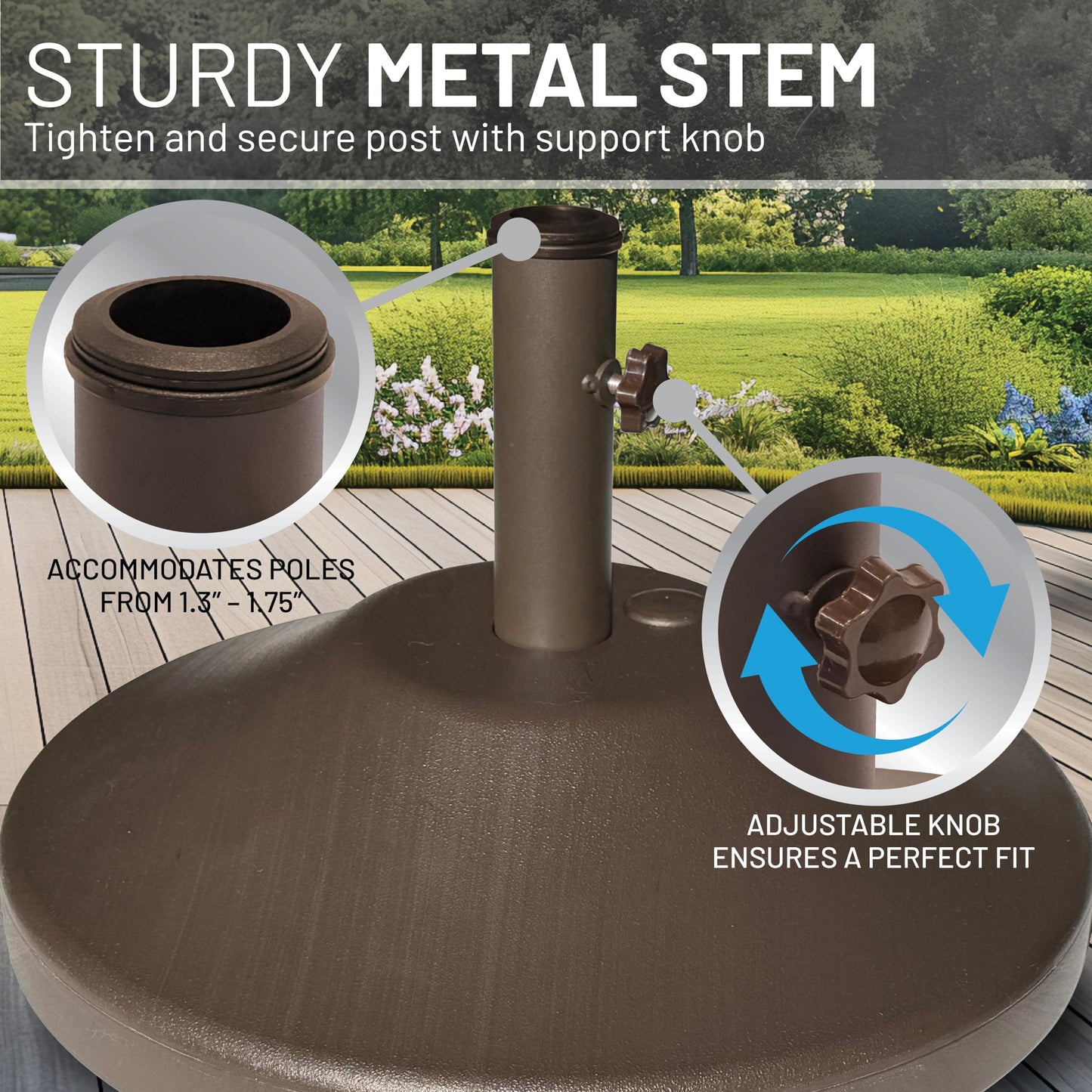 US Weight Fillable Round Umbrella Base - for Use with Patio Table – Heavy Duty Base- Made in the USA