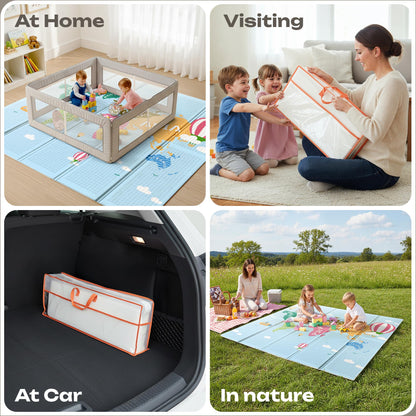 Baby Play Mat 79 x 71 Inch, Extra Large Foldable Play Mats for Babies and Toddlers, Foam Play Mat for Floor Travel Bag