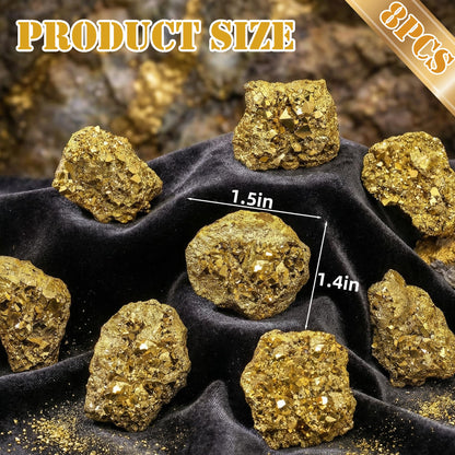 Wowagoga 8 Pcs 15-25mm Natural Pyrite Stone Raw Pyrite Crystal Fools Gold for Cabbing Tumbling Reiki Healing (Gold)