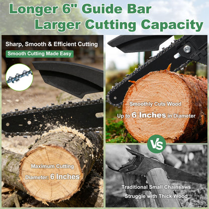 Electric Pole Saw, 6 Inch Battery Powered Tree Trimmer and Handheld Mini Chainsaw with Adjustable Extension Pole for Branch Limb Cutting,Pruning,Yard,Garden, Brushless Pole Saw