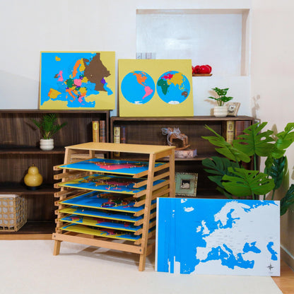 penepico Premium Montessori Wooden World Map Puzzle Set- 8 Large Geography Puzzles, Educational Gift for Kids & Toddlers, 23” Homeschool & Classroom Learning Materials (Puzzle Collection)