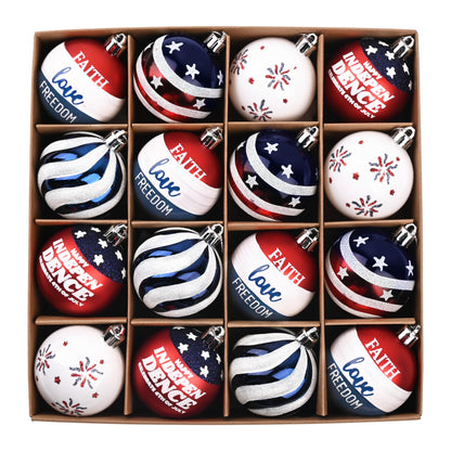 Valery Madelyn 4th of July Tree Decorations for Patriotic Memorial Day Ornaments, 16ct 2 Inches Red White Blue Shatterproof Americana Hanging Ball Decor for Independence Day USA 250th Anniversary