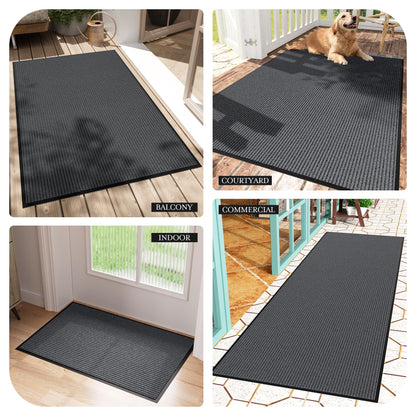 EZ2LIVE Front Door Mat, 3' x 5' Heavy Duty Door Mat Outside Entrance, Non-Slip Welcome Mat, Absorbent & Dirt Resistant, Low Profile Large Door Mats, Commercial Rugs for Entryway Indoor Outdoor, Grey