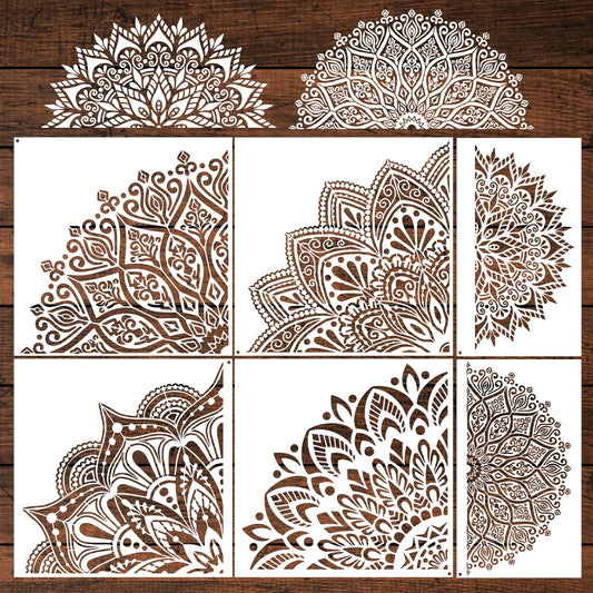 Sistink Large Mandala Stencils for Painting - Folk Rangoli Mandala Large Stencils for Painting on Wall Furniture Decor