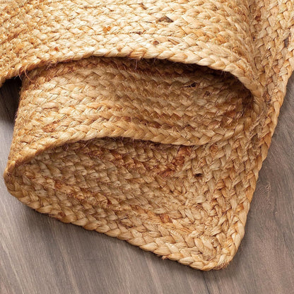 KEMA Jute Braided Area Rug, 4x6 Feet (48x72 Inches) - Rustic Vintage Braided Reversible Rectangular Rug, Shag Rugs for Bedroom, Jute Kitchen Rug, Living Room Rugs