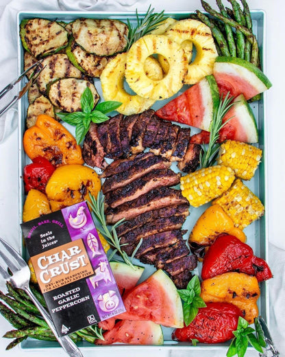 Char Crust Dry-Rub Seasoning Grilling Gift Set | All American BBQ, Roasted Garlic Peppercorn, Original Hickory Grilled | BBQ Rubs for Steak, Chicken, Burgers, Fish, 4 oz Each (Pack of 3)