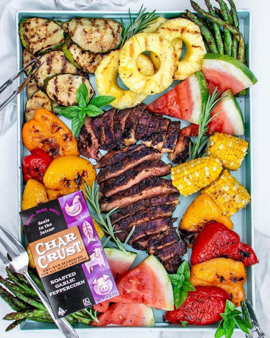Char Crust Dry-Rub Seasoning Grilling Gift Set | All American BBQ, Roasted Garlic Peppercorn, Original Hickory Grilled | BBQ Rubs for Steak, Chicken, Burgers, Fish, 4 oz Each (Pack of 3)