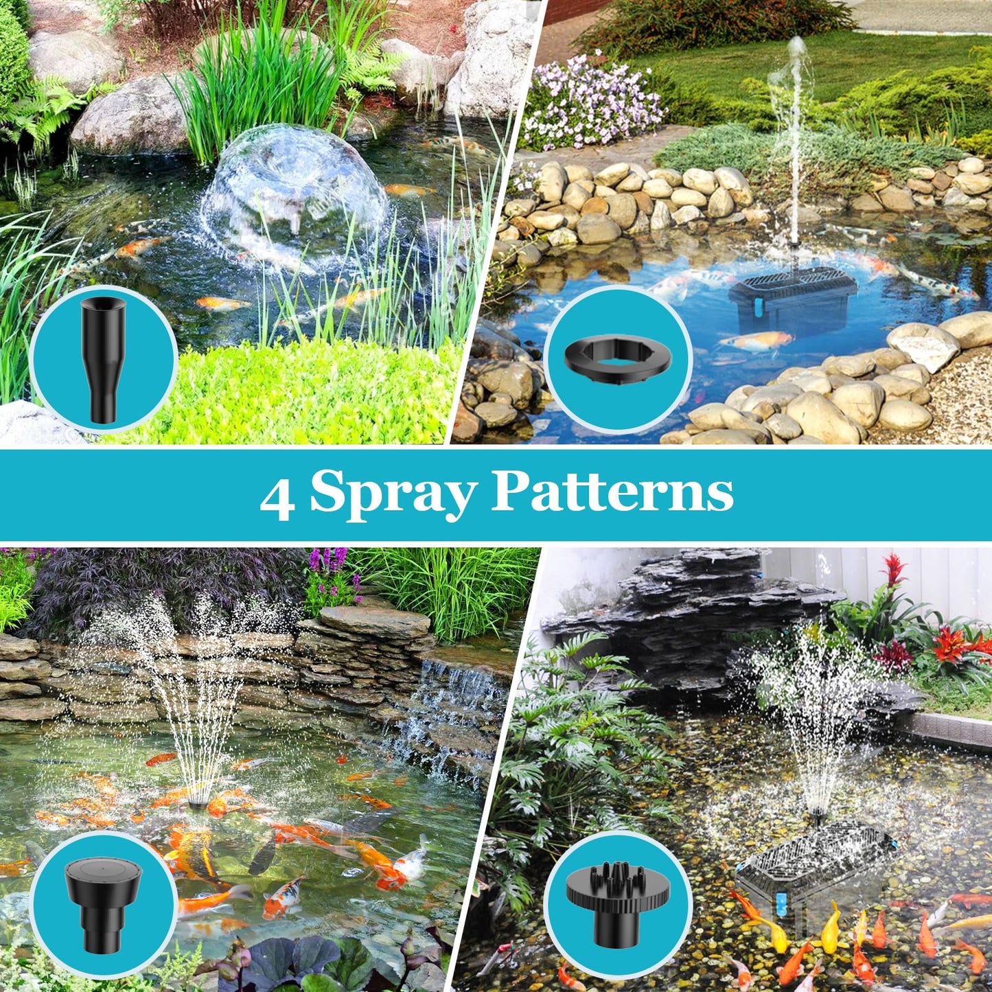 POPOSOAP 25W Solar Pond Filter with Water Pump, Solar Pond Filter Box with Water Flow Adjustable, Pond Pump with PVC Tubing for Outdoor Pond Fish Tank Waterfall Garden Water Feature-P3253