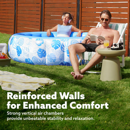 SLOOSH Inflatable Swimming Pool,5.5ft x 20 Inch Full-Sized Blow Up Durable Thickened Luxury Above Ground Family Pool with Comfortable Backrest for Summer Water Party Backyard Garden Lawn,Blue