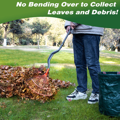 Walensee Rake for Leaves, Heavy Duty Leaf Picker Upper & Leaves Scooper, Leaf Grabber with Long Steel Handle, Multi-Use Garden Claw and Hands Rake for Lawn & Yard Shrub Cleanup