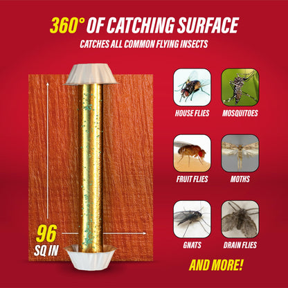 Catchmaster Gold Stick Fly Trap 4-Pk, Bug & Fruit Fly Traps for Indoors & Outdoors, Premium Adhesive Mosquito, Gnat, & Bug Catcher, Insect Killer, Bulk Pest Control for Home