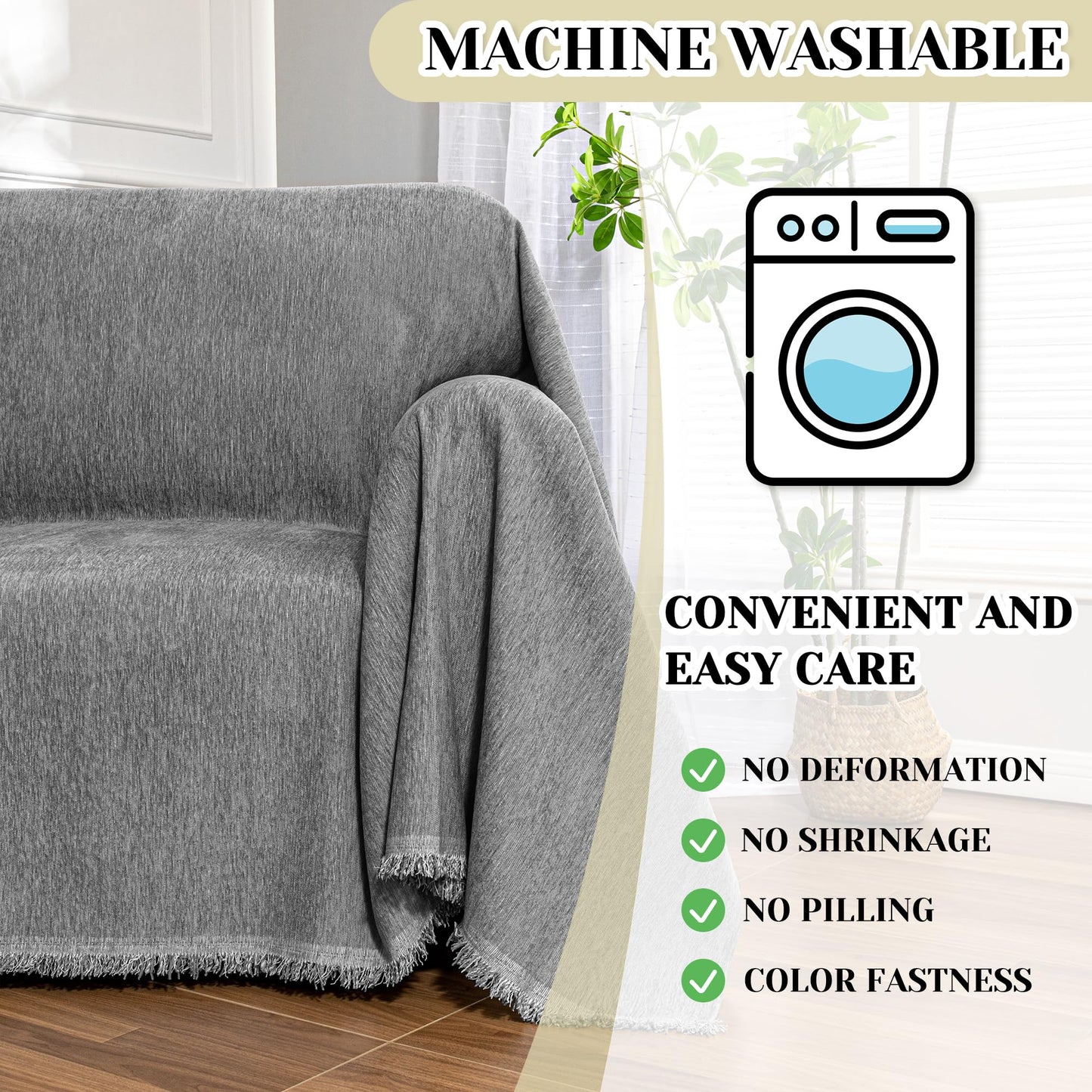 MEETSKY Oversized Chair Cover Washable Recliner Chair Covers, Armchair Couch Cover Sofa Throw Cover for Single Couch, Soft Small Sofa Slipcoversfor Pet, 71"x 91", Dark Grey