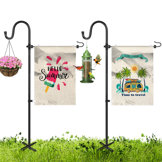 XDW-GIFTS Garden Flag Stand, Sturdy 2-Pack Flag Pole Holder with Shepherd Hook for Yard Decorations Outdoor Garden Flag Holder for 14''x20'' Flags 45 in Heavy Duty Yard Flag Post Stake (Without Flag)