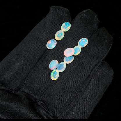 2 Pcs,8X6 MM, AURA GEMS Natural Ethiopian Opal,Briliant Cut, Oval, Shape, Jewelry Making Supply, Chakra Energy Healing Gemstone, Real Crystal, Birthstone, Wholesale deal