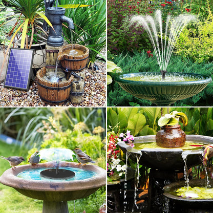 POPOSOAP 8W Solar Water Pump Built-in 3600mAh Battery Backup, Solar Bird Bath Pump with 9.8Ft Cable, 8 Nozzles & PVC Tubing, Solar Fountain for Bird Bath Garden Fish Tank Pond Water Feature P108D