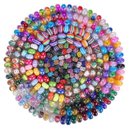 Victlov European Large Hole Beads Spacer Beads Charm Fairy Wands Beads Rhinestone Craft Beads for DIY Bracelet Jewelry Making (9 Style 180 Pieces)