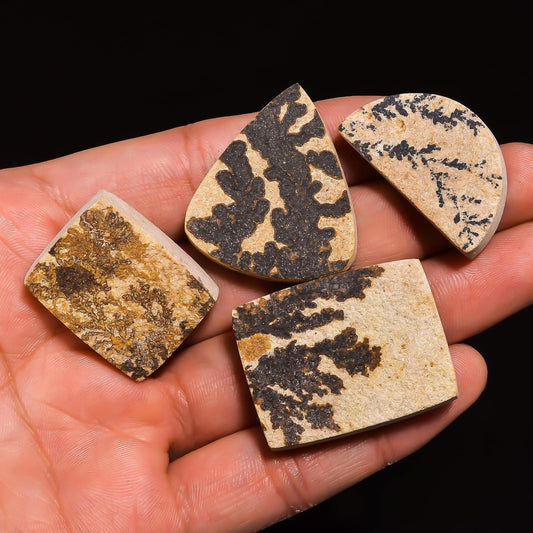 Natural Psilomelane Dendrite Gemstone- Healing Crystals for DIY Jewelry Making -Loose Natural Cabochon -Perfect for Crafting Unique Jewelry Designs Gift for Her, Mother and Wife (5 pcs, 25-35 mm)