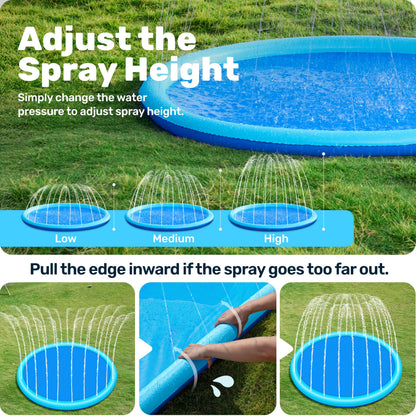 SLOOSH 72" Non-Slip Splash Pad Sprinkler - Outdoor Water Toys Play Mat for Toddlers Kids Dogs, Outside Thickened Sprinkler Pool Party Durable Backyard Fountain for Girls Boys Pets (72in, Blue)