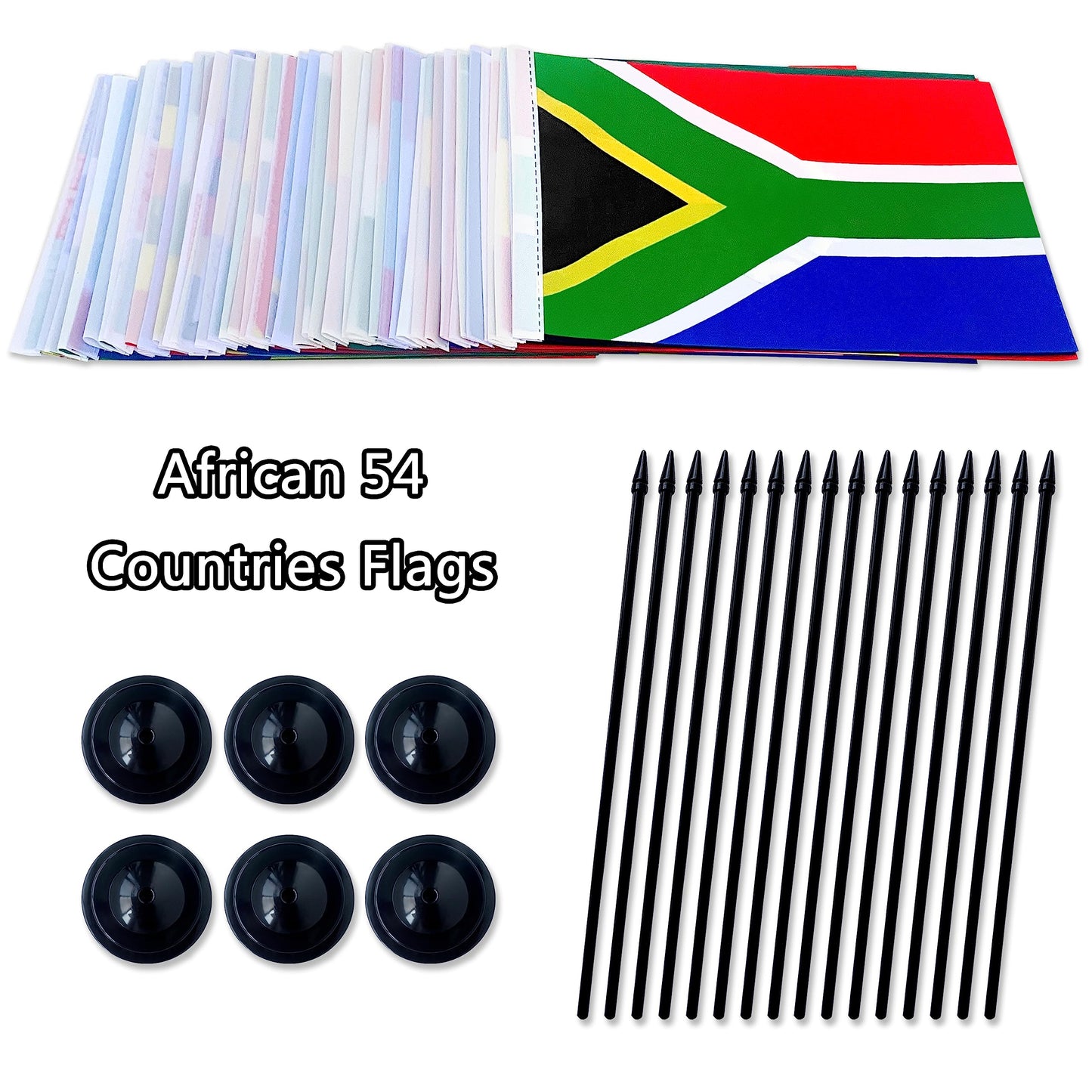 TSMD Africa African 54 Countries Desk Flags Set Small Mini Office Table Stick Flag with Stand Base for Classroom Decorations,5x8 Inch