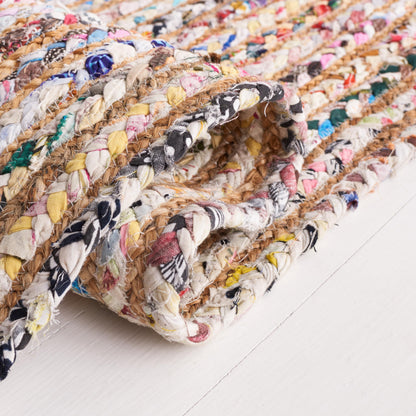 SAFAVIEH Area Rug 2x3 - Cape Cod Collection - Beige & Multi, Handmade Jute & Cotton, Woven Braided Design (CAP202B)
