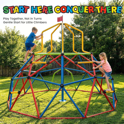 Zupapa 10FT Climbing Dome with Tower, Outdoor 10FT Geometric Dome Climber Tower for Kids 3-10 Supporting 1200 lbs, Easy Assembly Playground Jungle Gym Backyard Play Equipment