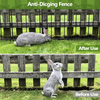 Garden Fence 17in (H) x21ft (L), 20 Pack Rustproof Metal No Dig Animal Barrier, Decorative Garden Border Fence Panels, for Dogs, Flower Bed, Patio