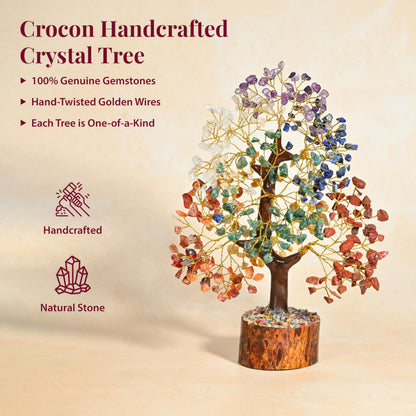 Crocon® 7 Chakra Healing Crystals Tree of Life, Birthday Gifts for Women, Crystals and Healing Stones, Room Decor, Positive Energy Women Gift Ideas, House Warming Gifts New Home for Sisters & Mom