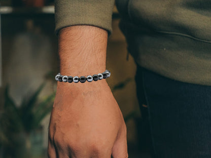 Amazing Gemstone Bracelet for Lymphatic Drainage - Black Obsidian Hematite Bracelet Set for Men Women Healing Calming Anxiety Stress Relief Gifts Pulseras Para Hombres Mujer Stocking Stuffers