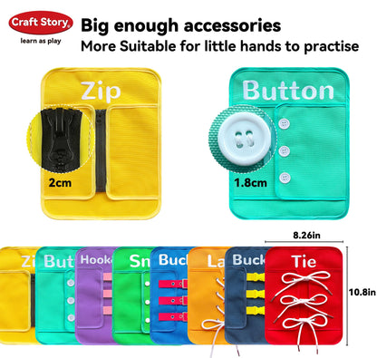 Craftstory Toddlers Montessori Toys Busy-Board for 3 4 5 Year Girls Boys Gifts, Sensory Basic-Life-Kills Shoe-Tying Practice for Kids Fine-Motor Skill Toys Teacher Resoures Preschool Classroom