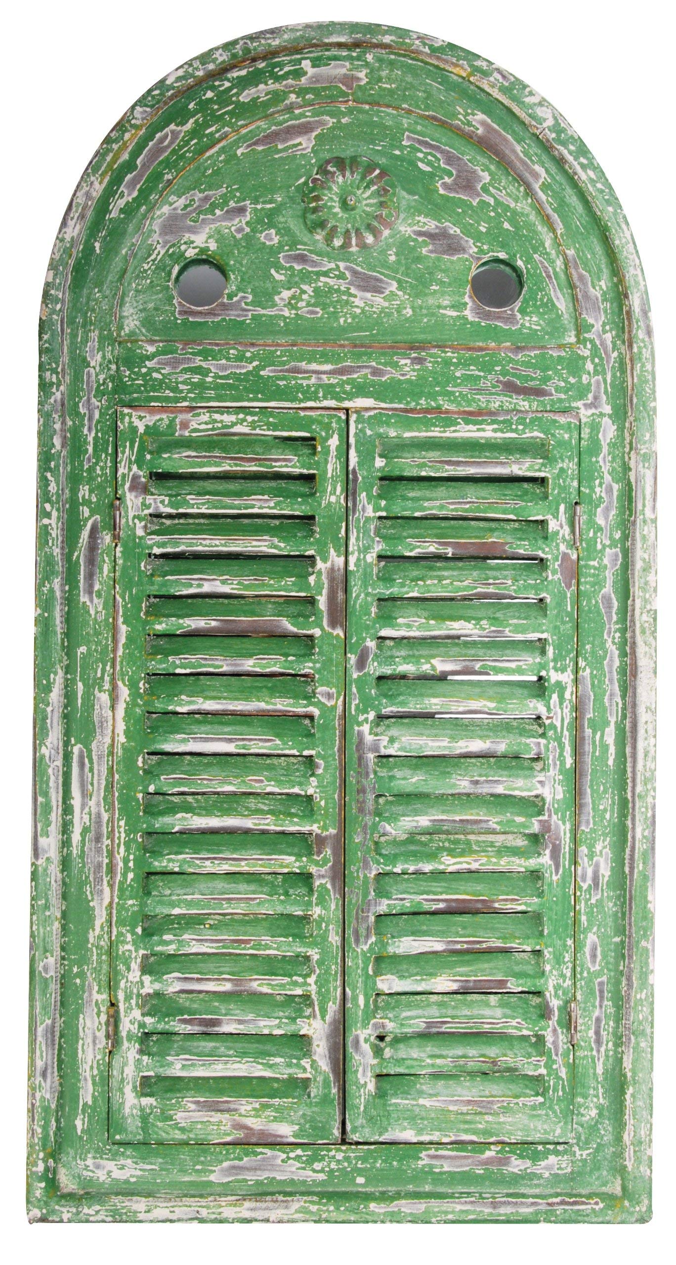 Esschert Design WD12 Mirror Louvre Distressed, Green Finish