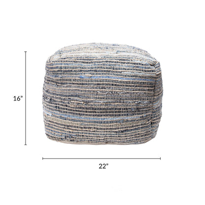 nuLOOM Granada Knitted Casual Denim and Jute Ottoman Pouf