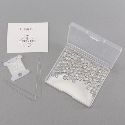 Cherry Tree Collection | 100PCS 6mm Clear Quartz Gemstone Round Beads for Jewelry Making | Includes Storage Box, Elastic String, and Needles
