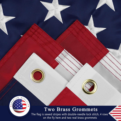 American Flag 3x5 Ft for Outside, Heavy Duty Nylon US Flags for High Wind Outdoor, Fade Resistant and Waterproof USA Flag with Embroidered Stars, Sewn Stripes, Brass Grommets