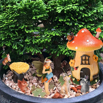 Sparkle Race Fairy Garden Accessories Kit with Miniature Figurines, Fairy Village Kit for Kids, Gnomes Garden Decorations, Outdoor & Indoor Ornaments