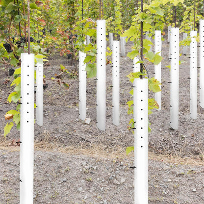 Pushglossy 5 Pack 48 Inch Tree Seedling Sapling Grow Tube Standard Vented Seedling Protectors Split Tree Grow Protector with Releasable Zip Ties Plant Shelter for Trunk Against Deer Rodent