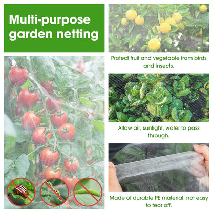 Unves 10'x20' Garden Netting, Bird Netting Mosquito Mesh for Vegetable Fruits Plant Garden Protections, Plant Covers Bug Insect Net Pest Barrier Protect Garden Plant from Birds Bugs