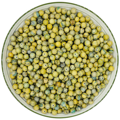 WHNKFB 10mm 50PCS Natural Green Serpentine Round Beads, Dragon Vein Loose Gemstone Beads for Jewelry Making Craft - 4mm 6mm 8mm 10mm Options with Free Elastic Cord
